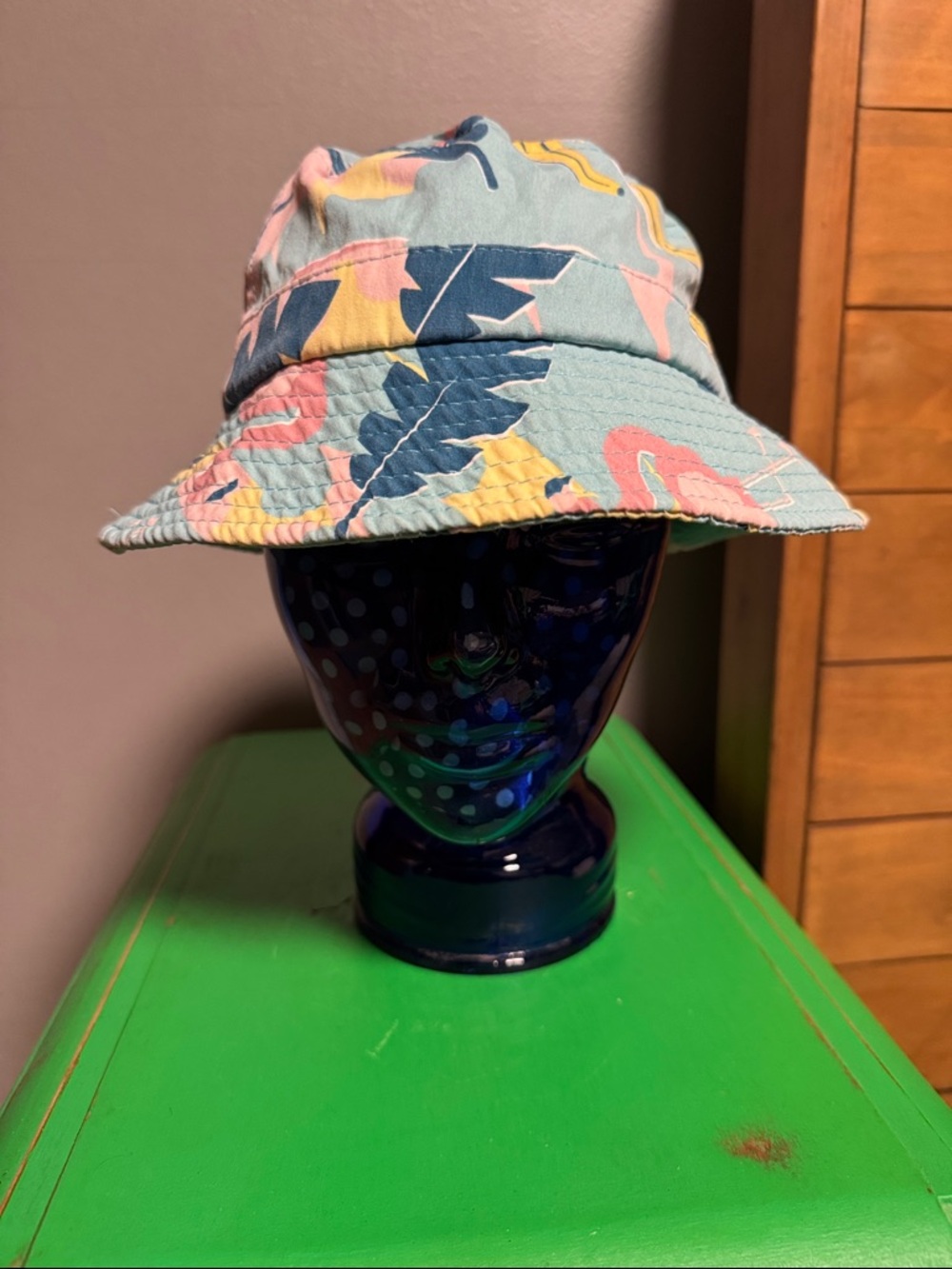 Kids Floral Bucket Hat in Light Blue with Pink & Yellow Accents